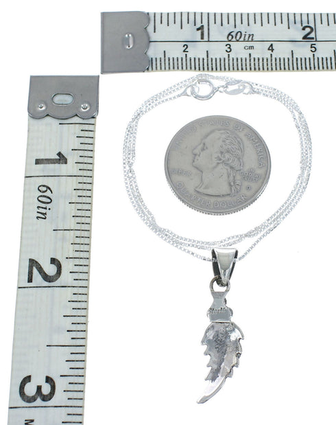 Navajo Sterling Silver Leaf Pendant 16" Box Italian Chain Necklace Set X10683